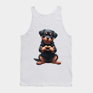 Valentine Rottweiler Dog Giving Heart Hand Sign Tank Top